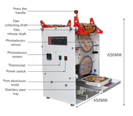 Industrial Fast Food Box Lunch Tray Sealing Machine with Customizable Hand Press Mold