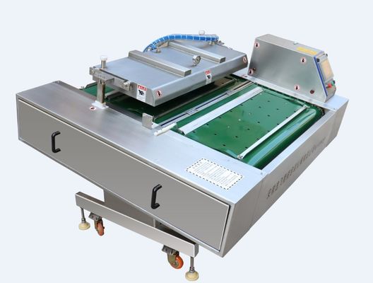 10mm Sealing Width Meat Conveyor Belt Type Vacuum Continuous Rolling Packaging Machine
