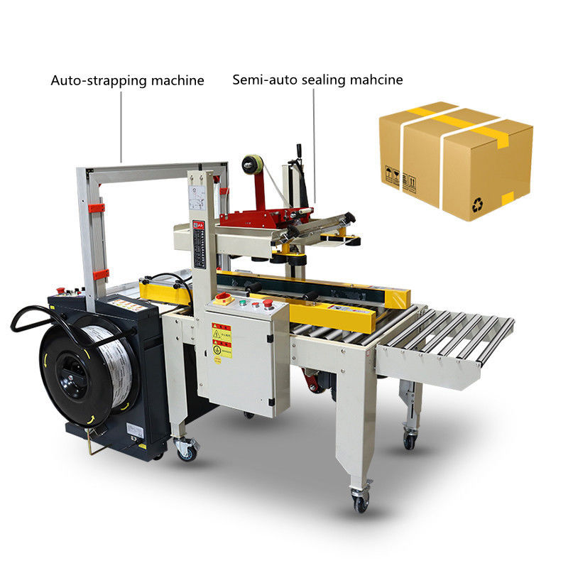 380V/220V Carton Corrugated Box Automatic Folding Sealing And Strapping Machines Line