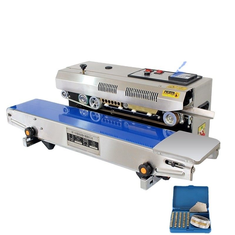 Food Bag Heat Band Sealer with Continuous Horizontal Printing and 21kg Machine Weight