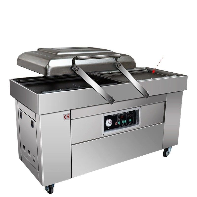 Double Chamber Vacuum Pack Machine for Sauerkraut Meat Fish Dates 1070*540*970mm Size